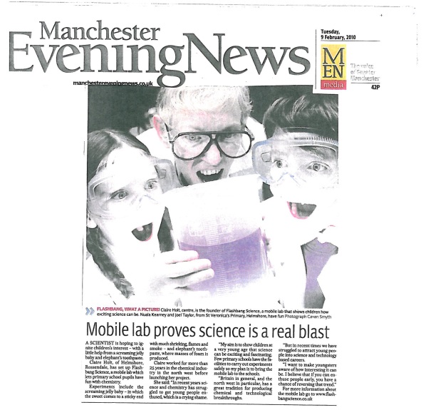 Scan of front page of the Manchester Evening News from Tuesday, February 9, 2010.